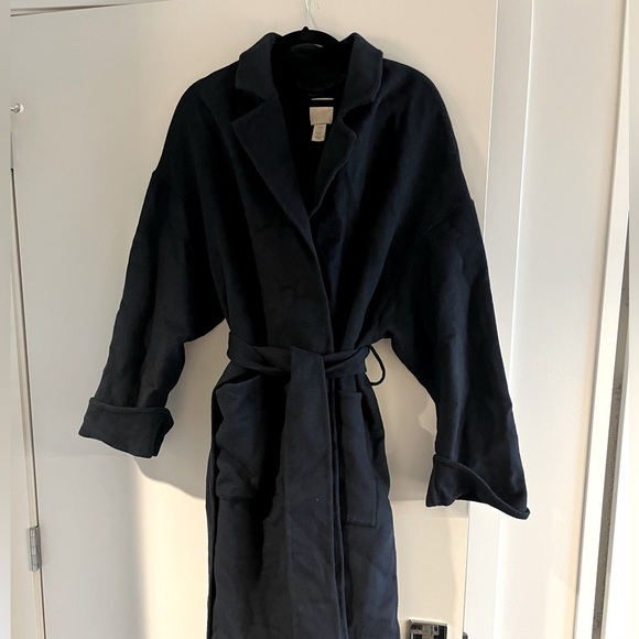 Navy H&M robe coat. - Picture 1 of 2
